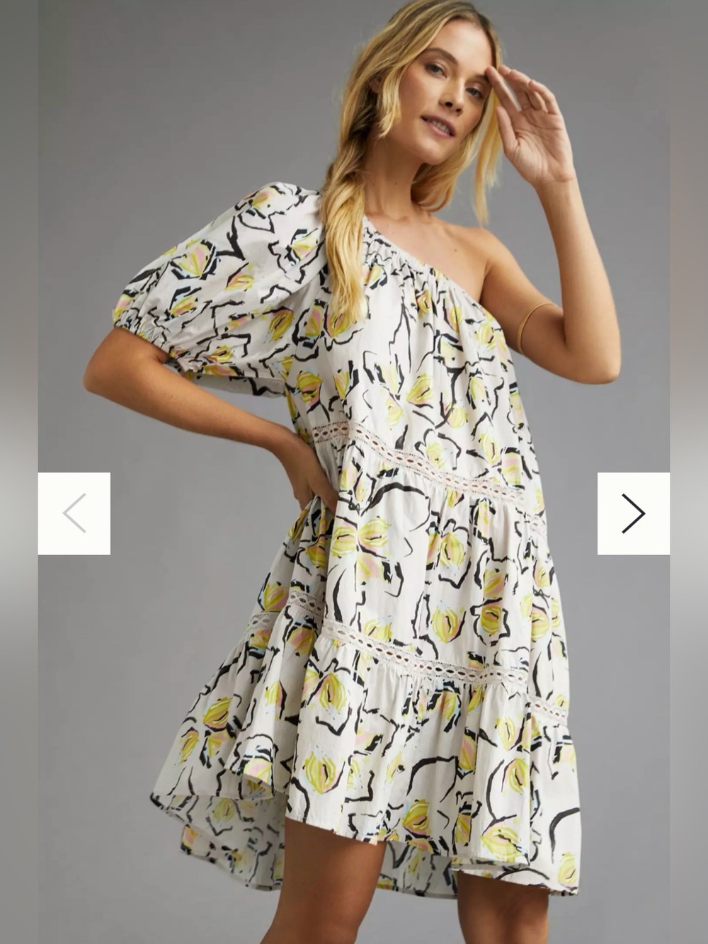 New Velvet by Graham & Spencer One-Shoulder Floral Mini Dress Size XL
